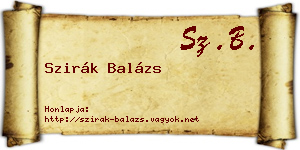 Szirák Balázs névjegykártya